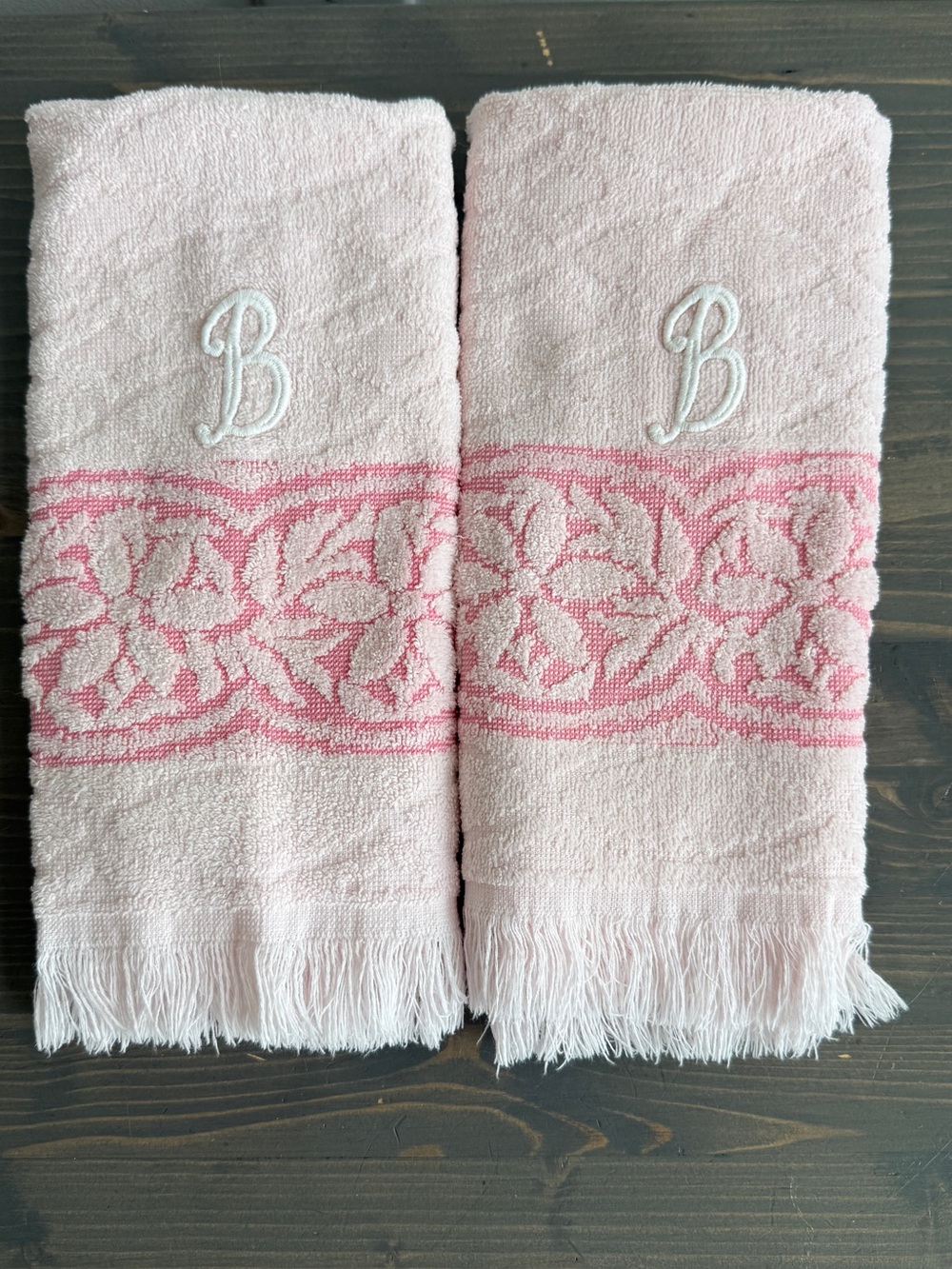 2 vintage monogrammed hand towels